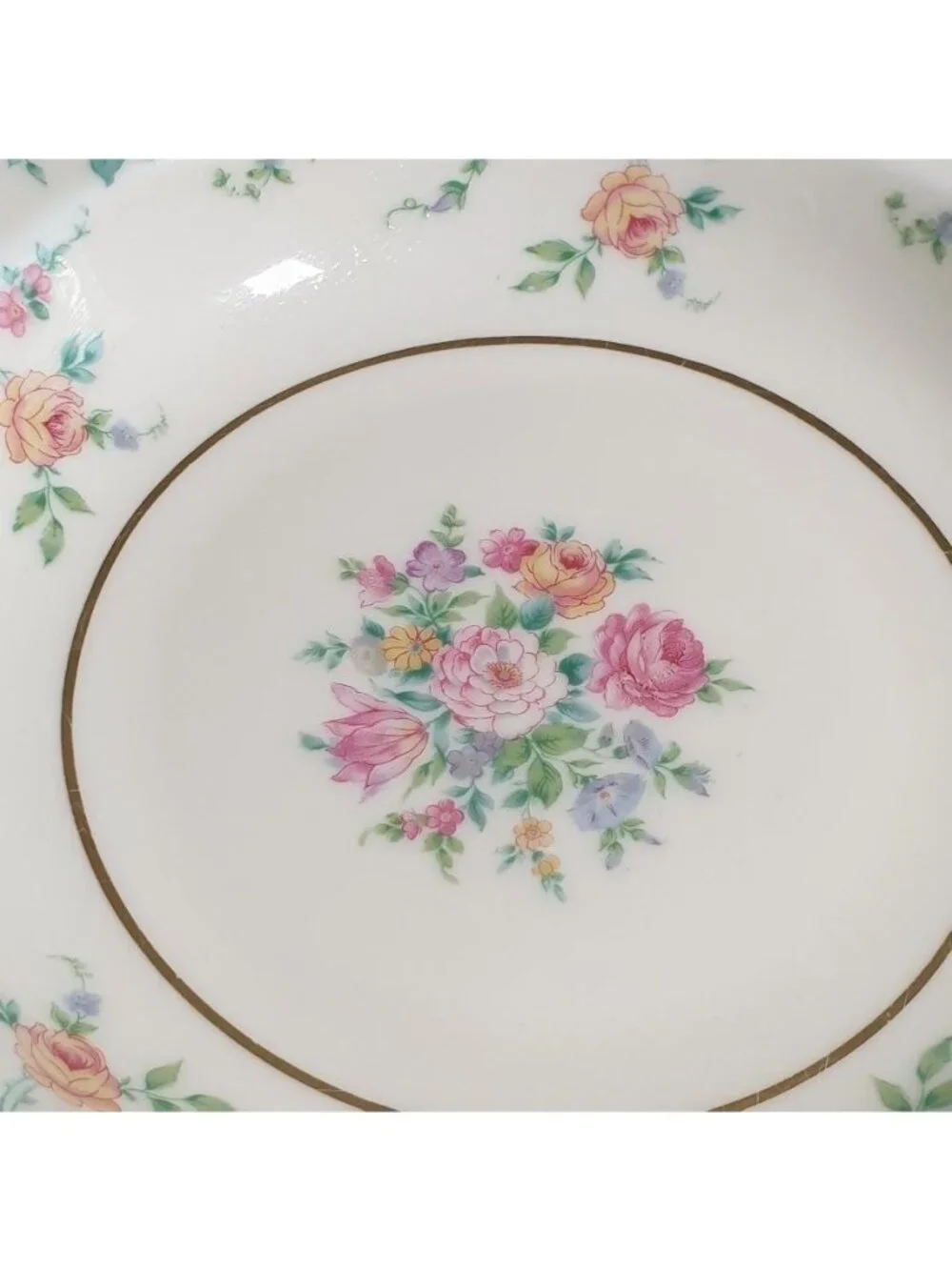Thomas Ivory Bavaria Mayfair Floral Rimmed Soup Bowl Vintage Porcelain Gold Trim